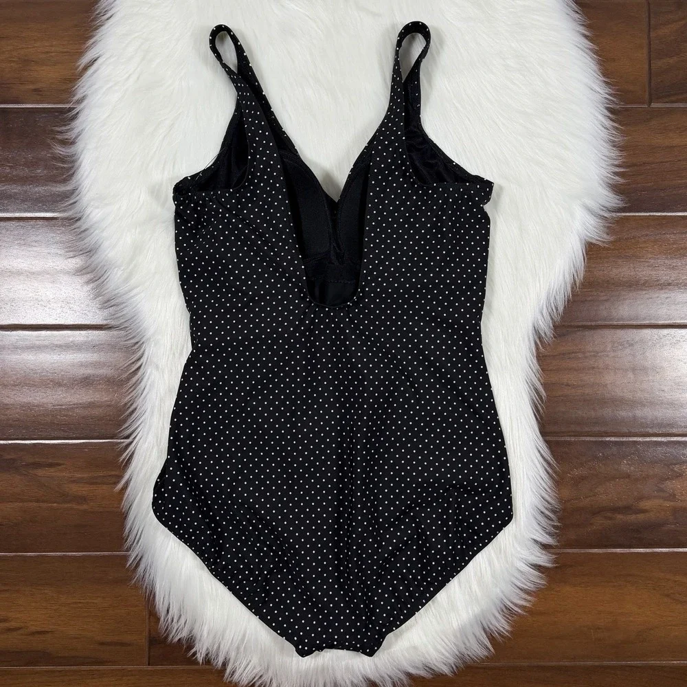 Miraclesuit‎ Size 14 Black Polka Dot Pin Point Oceanus One Piece Swimsuit